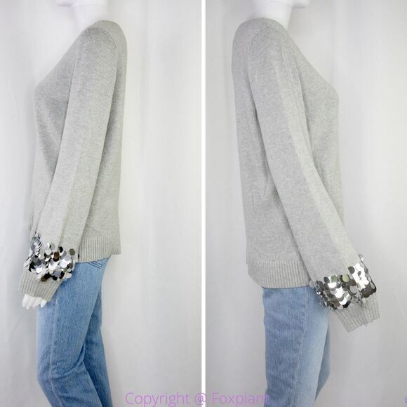 NEW Michael Kors Women's Pearl Grey Heather Embellished sweater, size M - Picture 14 of 16